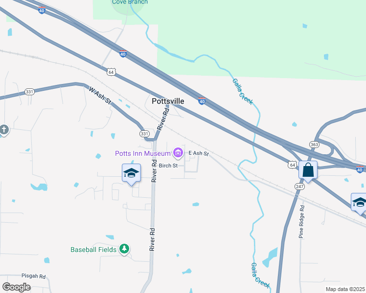 map of restaurants, bars, coffee shops, grocery stores, and more near 164 East Ash Street in Pottsville
