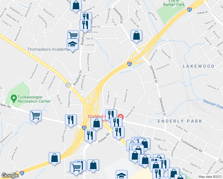 map of restaurants, bars, coffee shops, grocery stores, and more near 923 Garringer Place in Charlotte