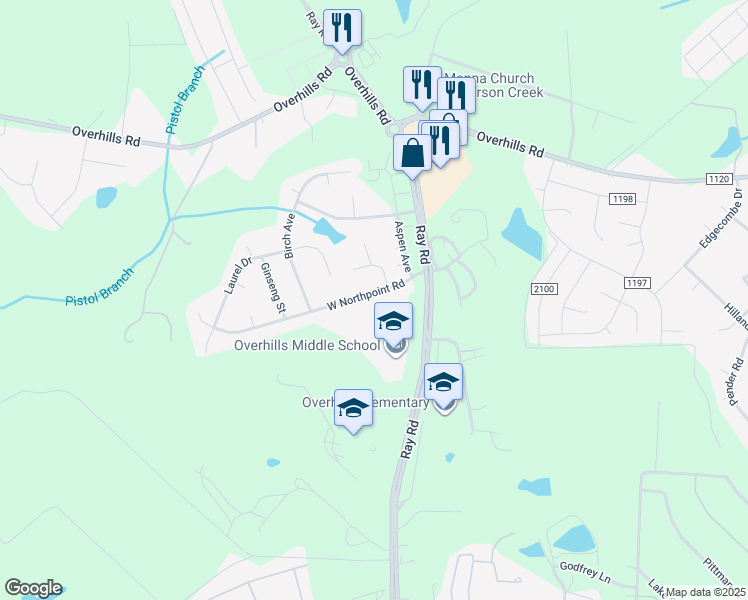 map of restaurants, bars, coffee shops, grocery stores, and more near 155 West Northpoint Road in Spring Lake