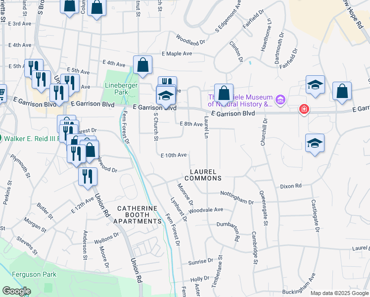 map of restaurants, bars, coffee shops, grocery stores, and more near 849 Nottingham Drive in Gastonia