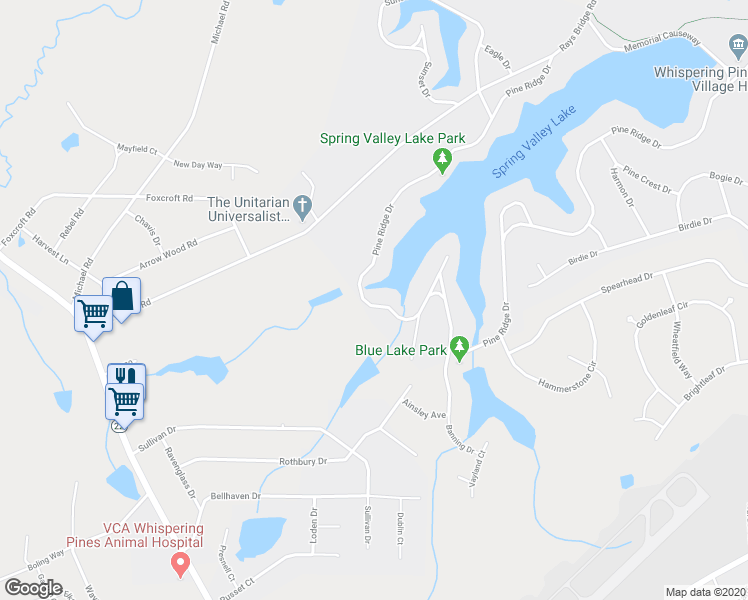 map of restaurants, bars, coffee shops, grocery stores, and more near 164 Pine Ridge Drive in Carthage