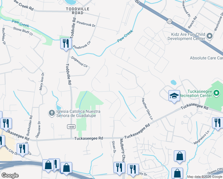 map of restaurants, bars, coffee shops, grocery stores, and more near in Charlotte