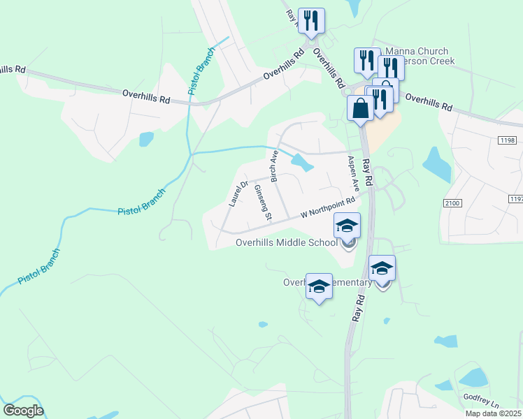 map of restaurants, bars, coffee shops, grocery stores, and more near 37 Ginseng Street in Spring Lake