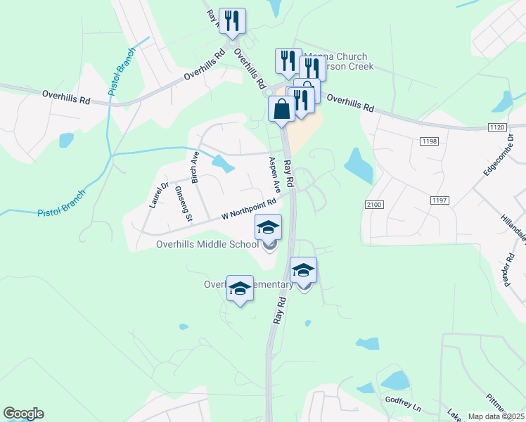 map of restaurants, bars, coffee shops, grocery stores, and more near 155 West Northpoint Road in Spring Lake