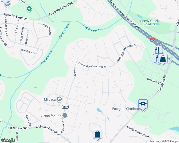 map of restaurants, bars, coffee shops, grocery stores, and more near in Charlotte