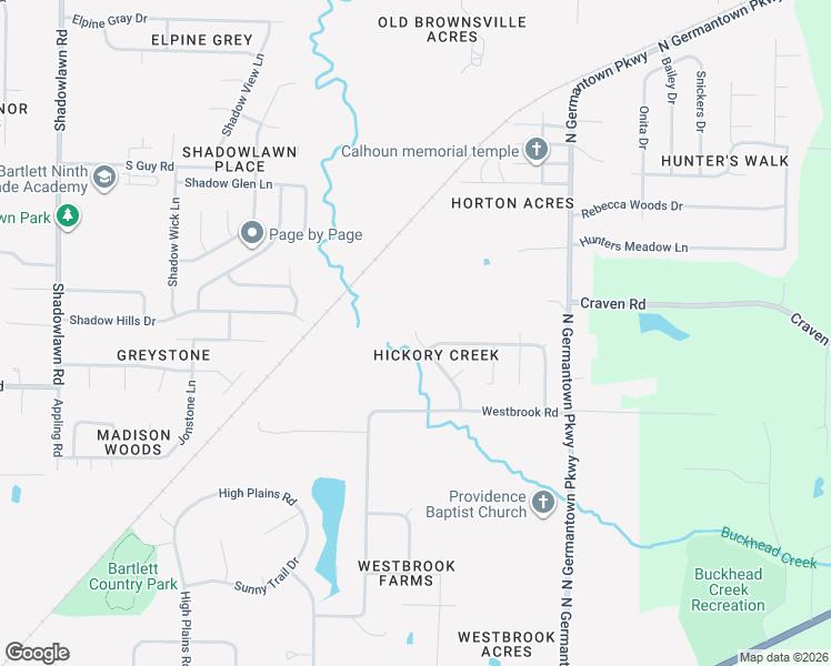 map of restaurants, bars, coffee shops, grocery stores, and more near 7841 Hickory Creek Drive in Bartlett