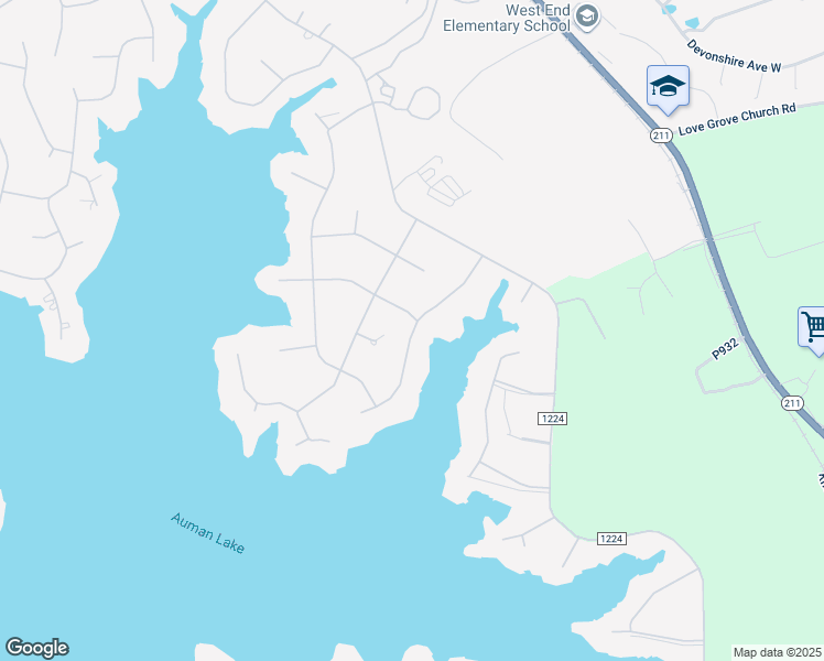 map of restaurants, bars, coffee shops, grocery stores, and more near 124 Vanore Road in West End