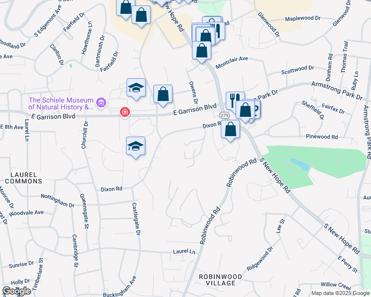 map of restaurants, bars, coffee shops, grocery stores, and more near 993 Surry Lane in Gastonia
