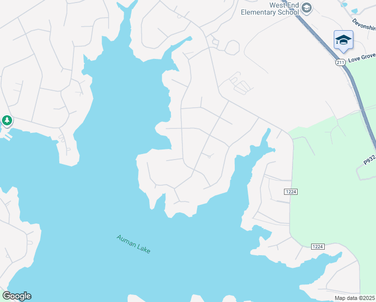 map of restaurants, bars, coffee shops, grocery stores, and more near Otter Drive in Seven Lakes