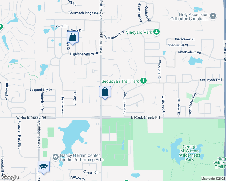 map of restaurants, bars, coffee shops, grocery stores, and more near 2509 Weymouth Place in Norman