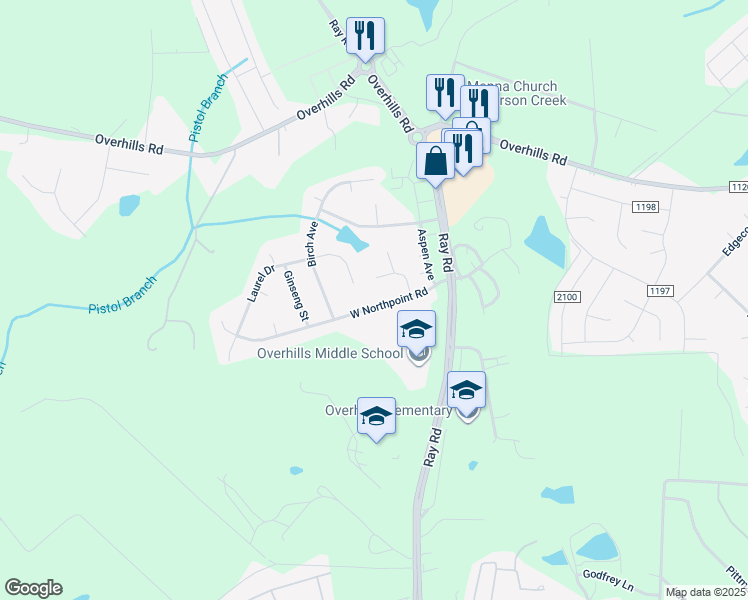 map of restaurants, bars, coffee shops, grocery stores, and more near 243 West Northpoint Road in Spring Lake