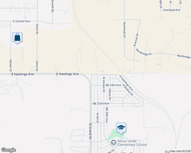 map of restaurants, bars, coffee shops, grocery stores, and more near 3407 North Hill Street in Amarillo