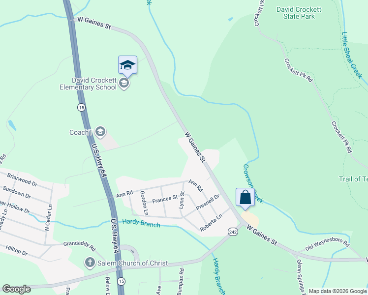 map of restaurants, bars, coffee shops, grocery stores, and more near 2029 West Gaines Street in Lawrenceburg