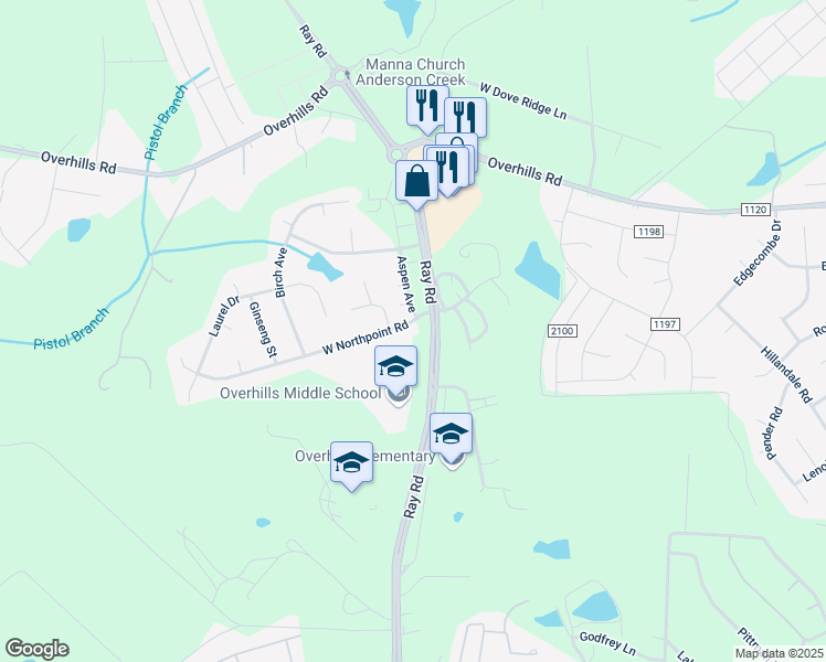 map of restaurants, bars, coffee shops, grocery stores, and more near 65 West Northpoint Road in Spring Lake