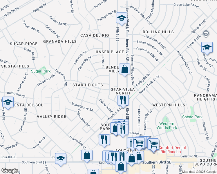 map of restaurants, bars, coffee shops, grocery stores, and more near 1928 18th Street Southeast in Rio Rancho