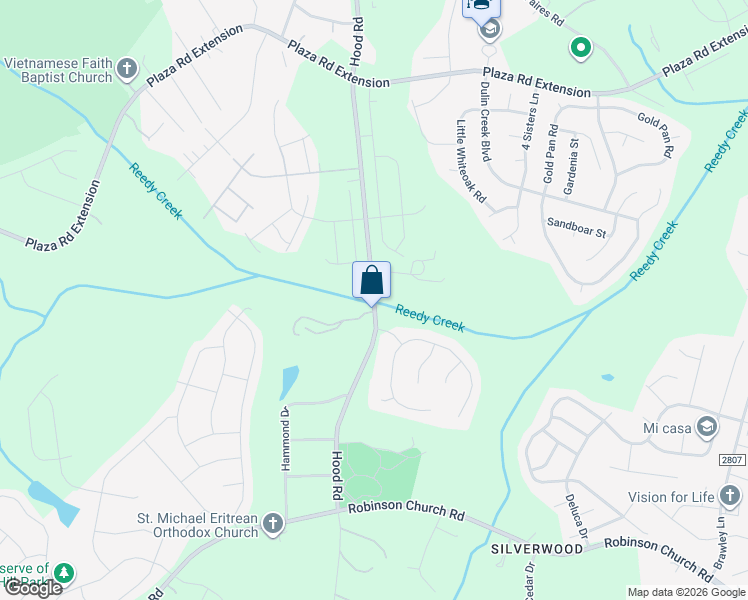 map of restaurants, bars, coffee shops, grocery stores, and more near 7868 Hood Road in Charlotte