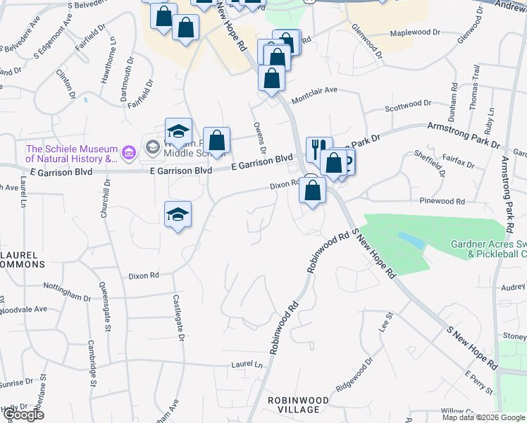 map of restaurants, bars, coffee shops, grocery stores, and more near 2001 Dixon Road in Gastonia