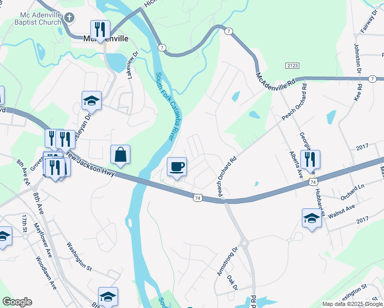 map of restaurants, bars, coffee shops, grocery stores, and more near Village View Drive in Belmont