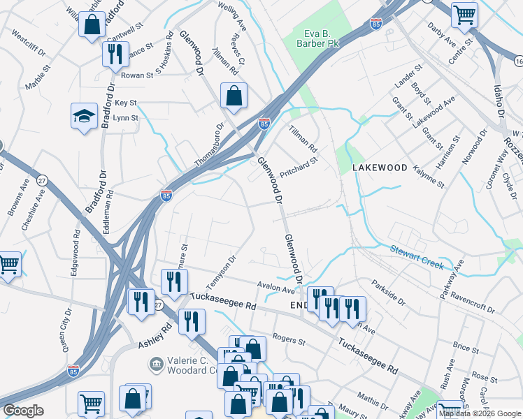map of restaurants, bars, coffee shops, grocery stores, and more near in Charlotte