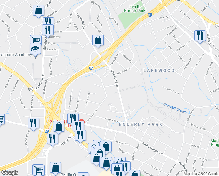 map of restaurants, bars, coffee shops, grocery stores, and more near in Charlotte