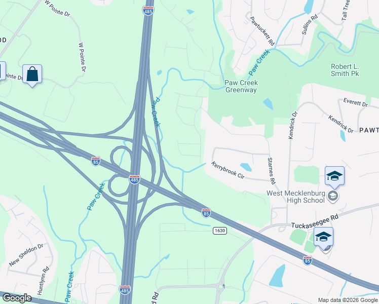 map of restaurants, bars, coffee shops, grocery stores, and more near 2224 Latimer Lane in Charlotte