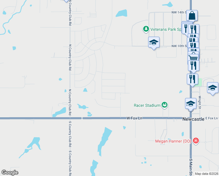map of restaurants, bars, coffee shops, grocery stores, and more near 1009 Northwest 5th Street in Newcastle