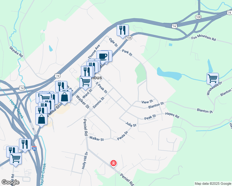 map of restaurants, bars, coffee shops, grocery stores, and more near 230 Blanton Street in Columbus