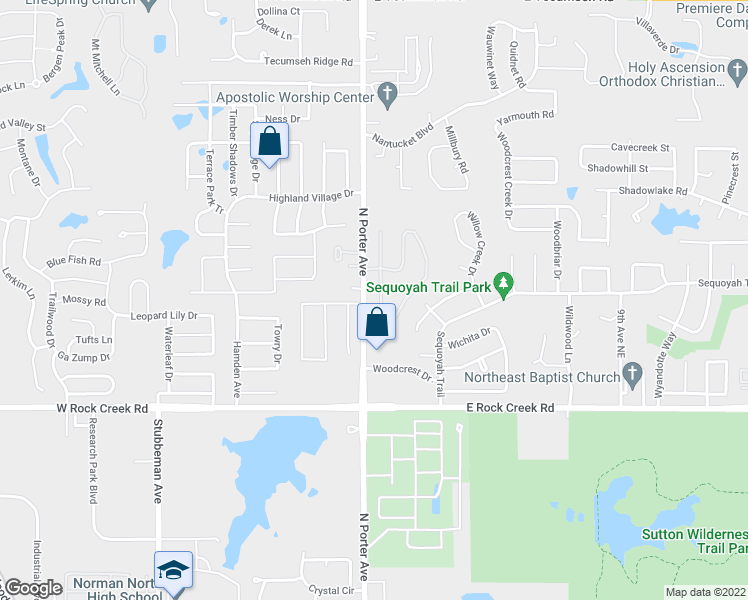 map of restaurants, bars, coffee shops, grocery stores, and more near 2532 Weymouth Way in Norman