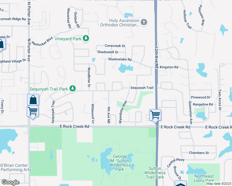map of restaurants, bars, coffee shops, grocery stores, and more near 2701 9th Avenue Northeast in Norman