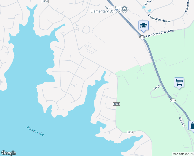 map of restaurants, bars, coffee shops, grocery stores, and more near 109 Vanore Road in Seven Lakes