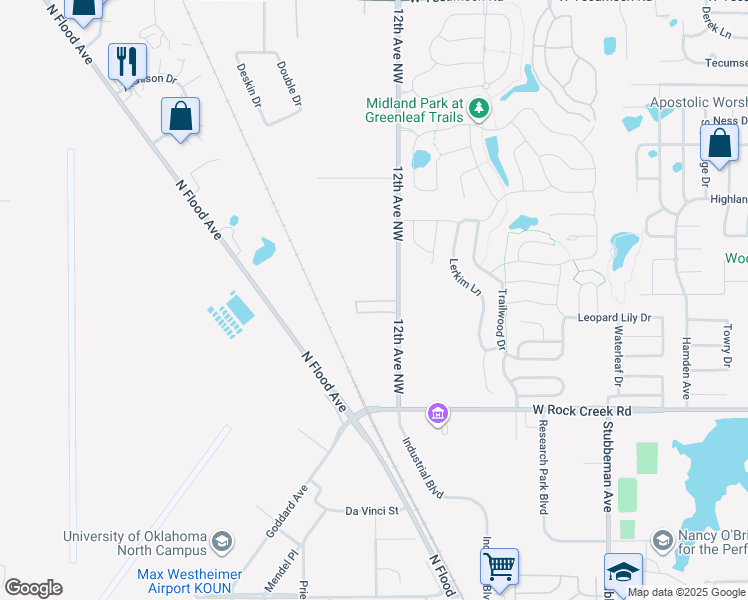map of restaurants, bars, coffee shops, grocery stores, and more near 2700 12th Avenue Northwest in Norman