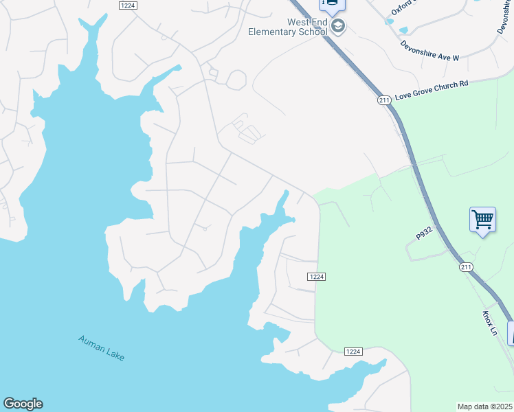 map of restaurants, bars, coffee shops, grocery stores, and more near 109 Vanore Road in Seven Lakes