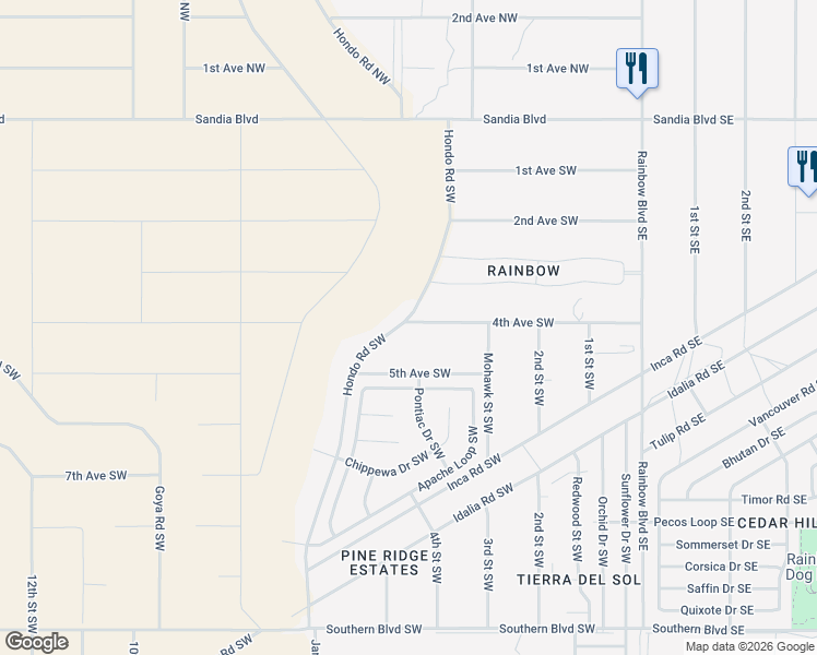 map of restaurants, bars, coffee shops, grocery stores, and more near 344 4th Avenue Southwest in Rio Rancho