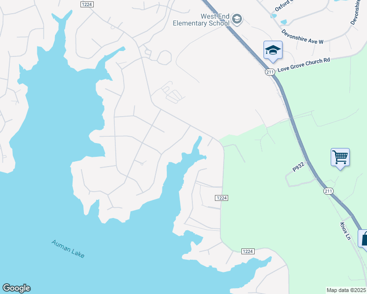 map of restaurants, bars, coffee shops, grocery stores, and more near 109 Vanore Road in Seven Lakes