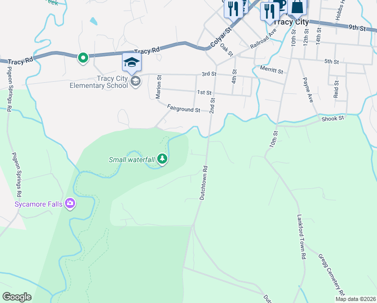 map of restaurants, bars, coffee shops, grocery stores, and more near 1033 Dutchtown Road in Tracy City