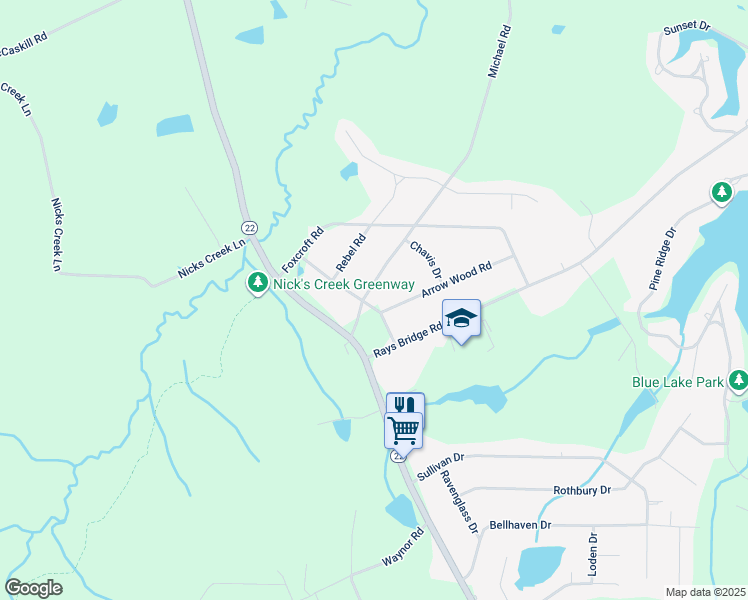 map of restaurants, bars, coffee shops, grocery stores, and more near 115 Wedgewood Circle in Carthage