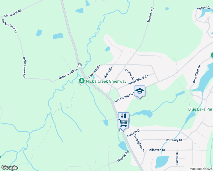 map of restaurants, bars, coffee shops, grocery stores, and more near 180 Harvest Lane in Carthage