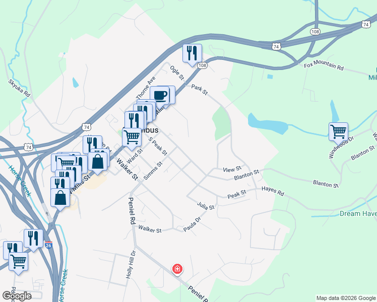 map of restaurants, bars, coffee shops, grocery stores, and more near 230 Blanton Street in Columbus