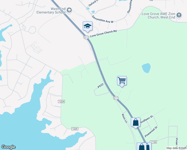 map of restaurants, bars, coffee shops, grocery stores, and more near 119 Holly Place in Seven Lakes
