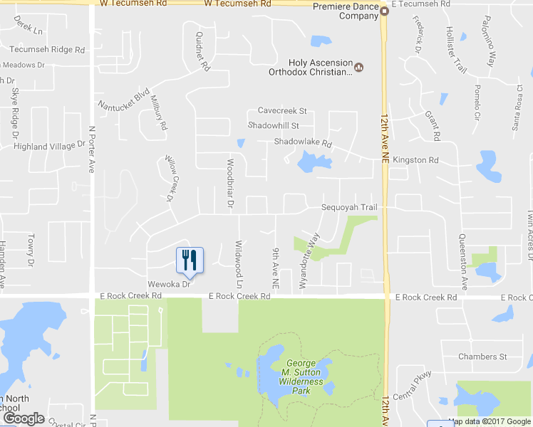 map of restaurants, bars, coffee shops, grocery stores, and more near 899 Tioga Circle in Norman