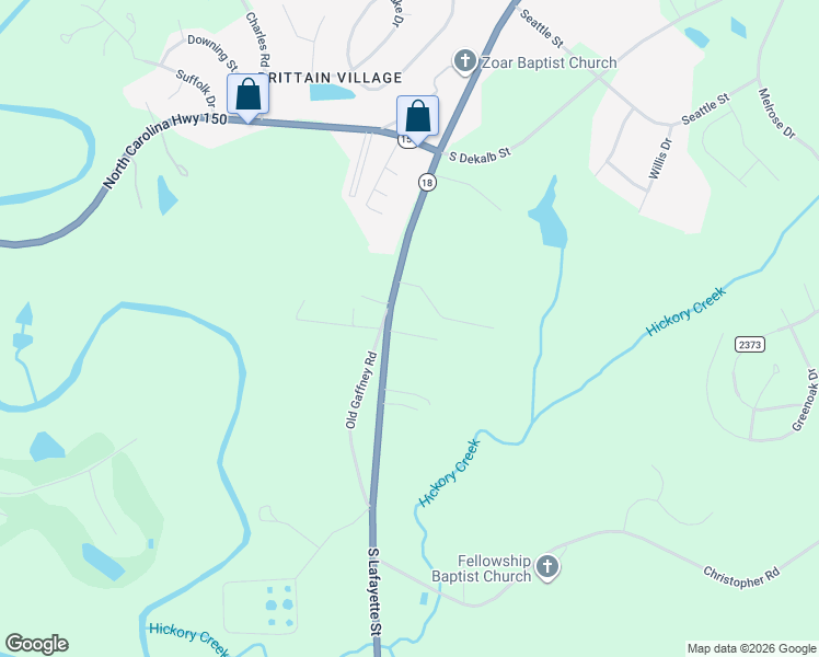 map of restaurants, bars, coffee shops, grocery stores, and more near 107 Wease Drive in Shelby