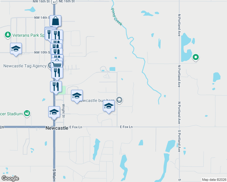 map of restaurants, bars, coffee shops, grocery stores, and more near 420 Walker Drive in Newcastle