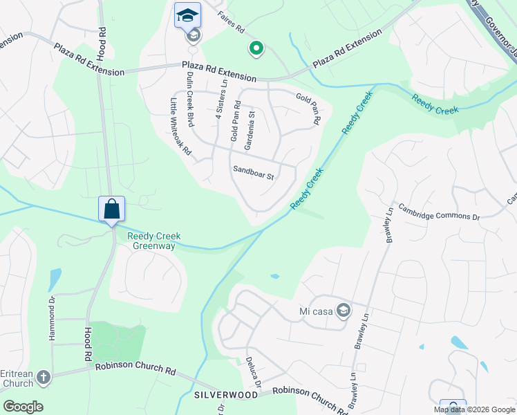 map of restaurants, bars, coffee shops, grocery stores, and more near 10546 Gold Pan Road in Charlotte