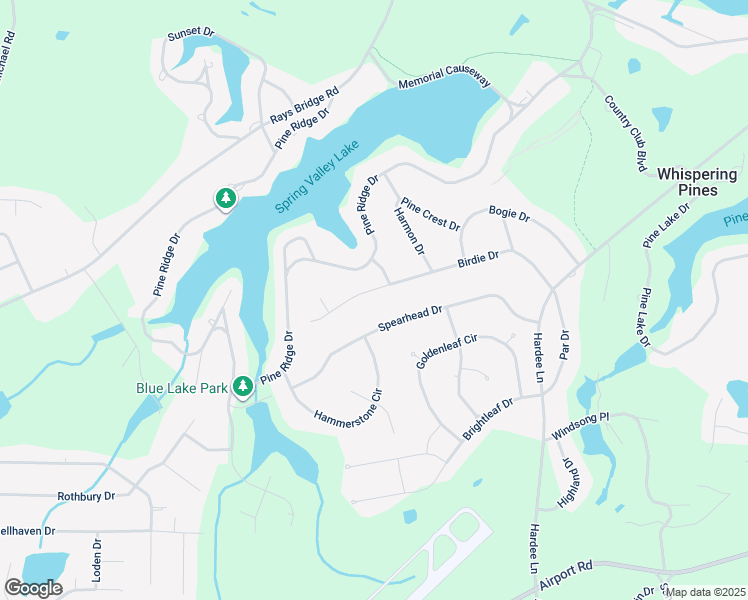 map of restaurants, bars, coffee shops, grocery stores, and more near 43 Birdie Drive in Whispering Pines