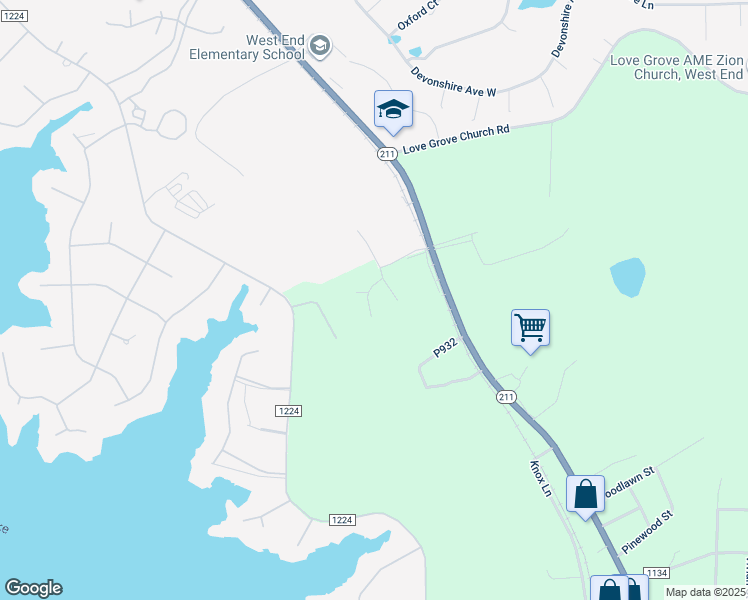 map of restaurants, bars, coffee shops, grocery stores, and more near 103 Cedar Court in Seven Lakes