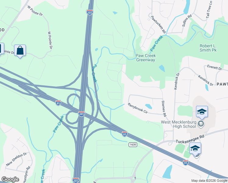 map of restaurants, bars, coffee shops, grocery stores, and more near 2224 Latimer Lane in Charlotte