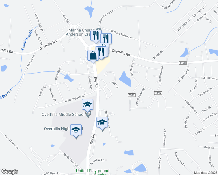 map of restaurants, bars, coffee shops, grocery stores, and more near 25 Pinecrest Drive in Spring Lake