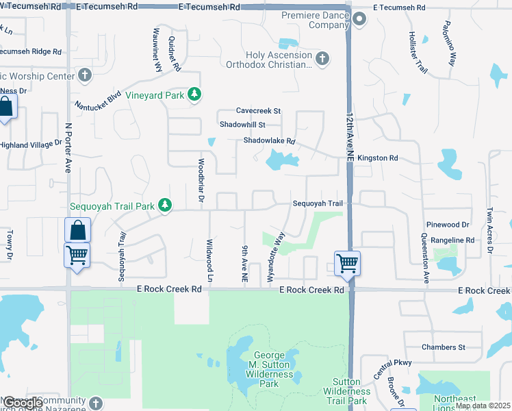 map of restaurants, bars, coffee shops, grocery stores, and more near 2701 9th Avenue Northeast in Norman
