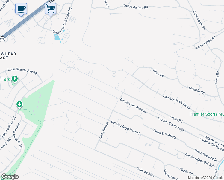 map of restaurants, bars, coffee shops, grocery stores, and more near 971 Angel Road in Rio Rancho