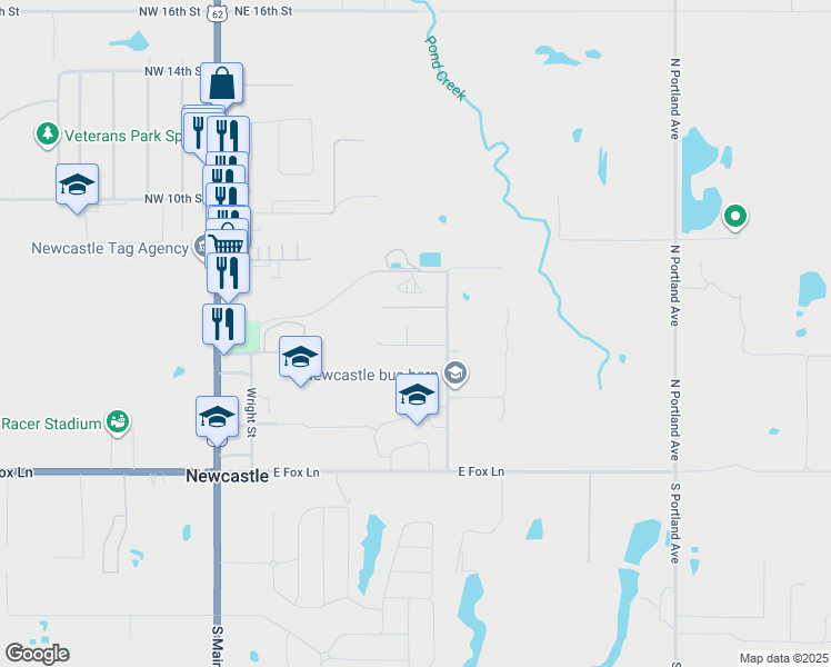 map of restaurants, bars, coffee shops, grocery stores, and more near 420 Walker Drive in Newcastle